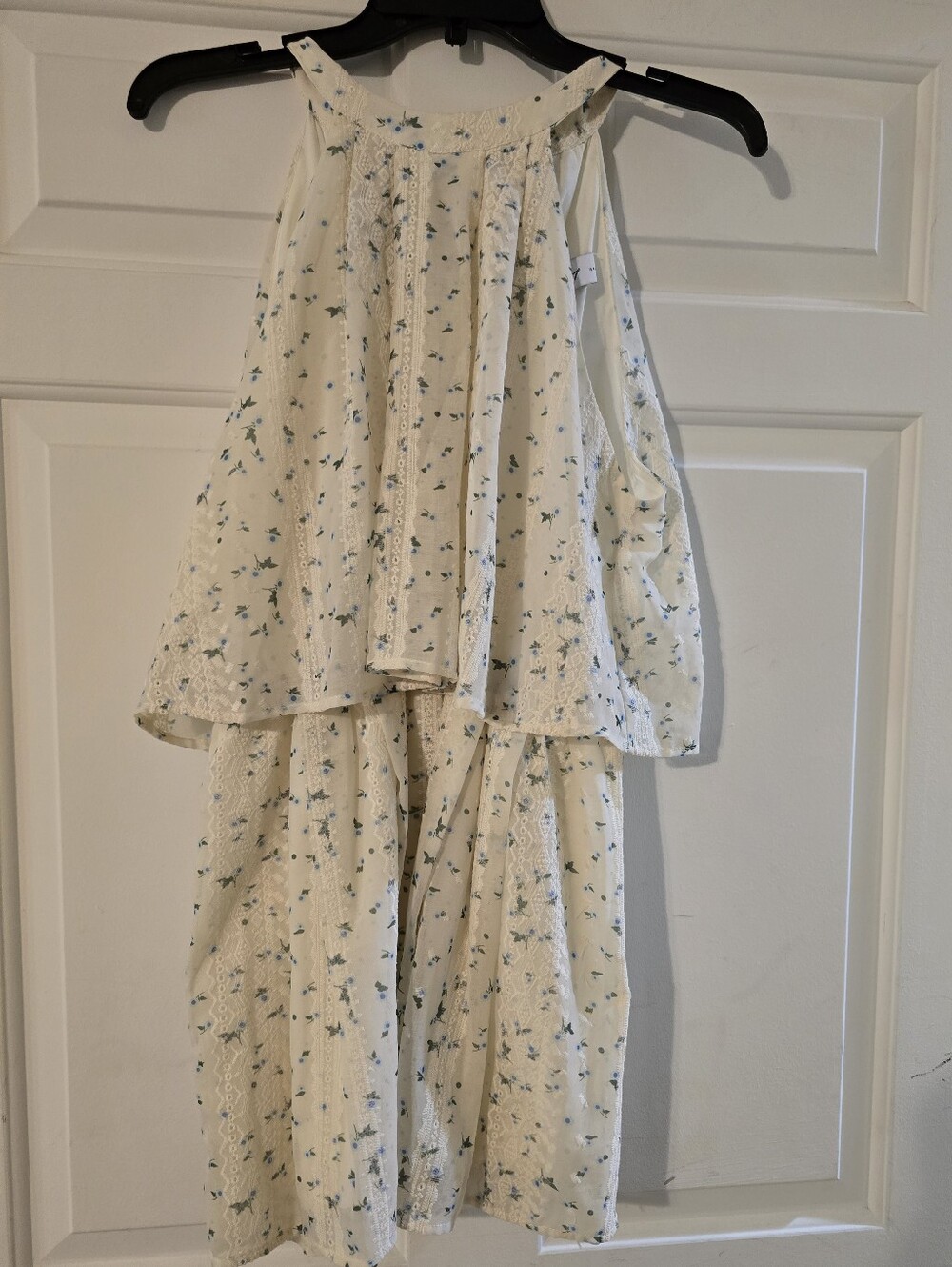 Petal & Pup Cream Floral Tiered Sleeveless Romper With Tie Next